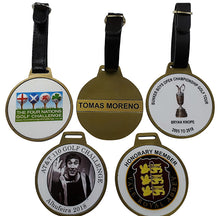 Load image into Gallery viewer, Antique Gold Metal Bag Tag (Min Qty 1) from £9.70