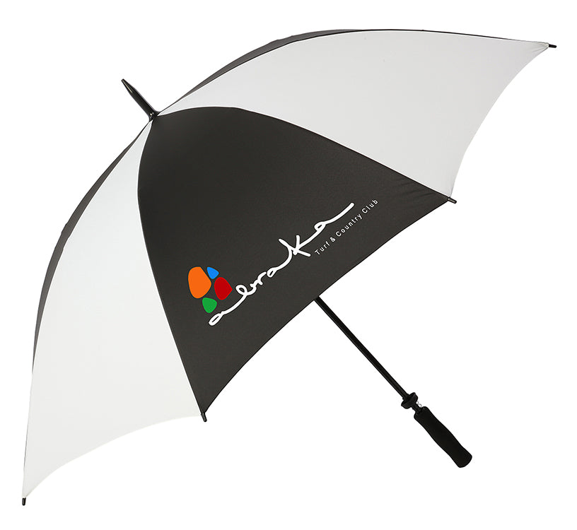 Storm Umbrella with full colour print on solid colour panel. As low as £12.95. Min Qty 1.