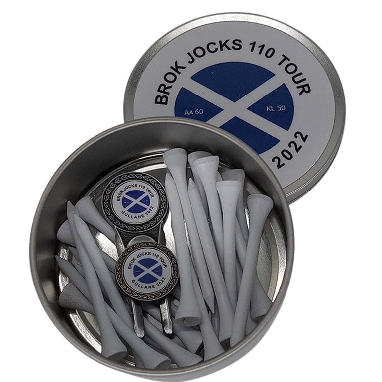 Tin of Tees with Classic Fork and marker...from £7.61