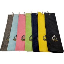 Load image into Gallery viewer, Tri Fold Velour bag Towel from £8.00. Min Qty 5.